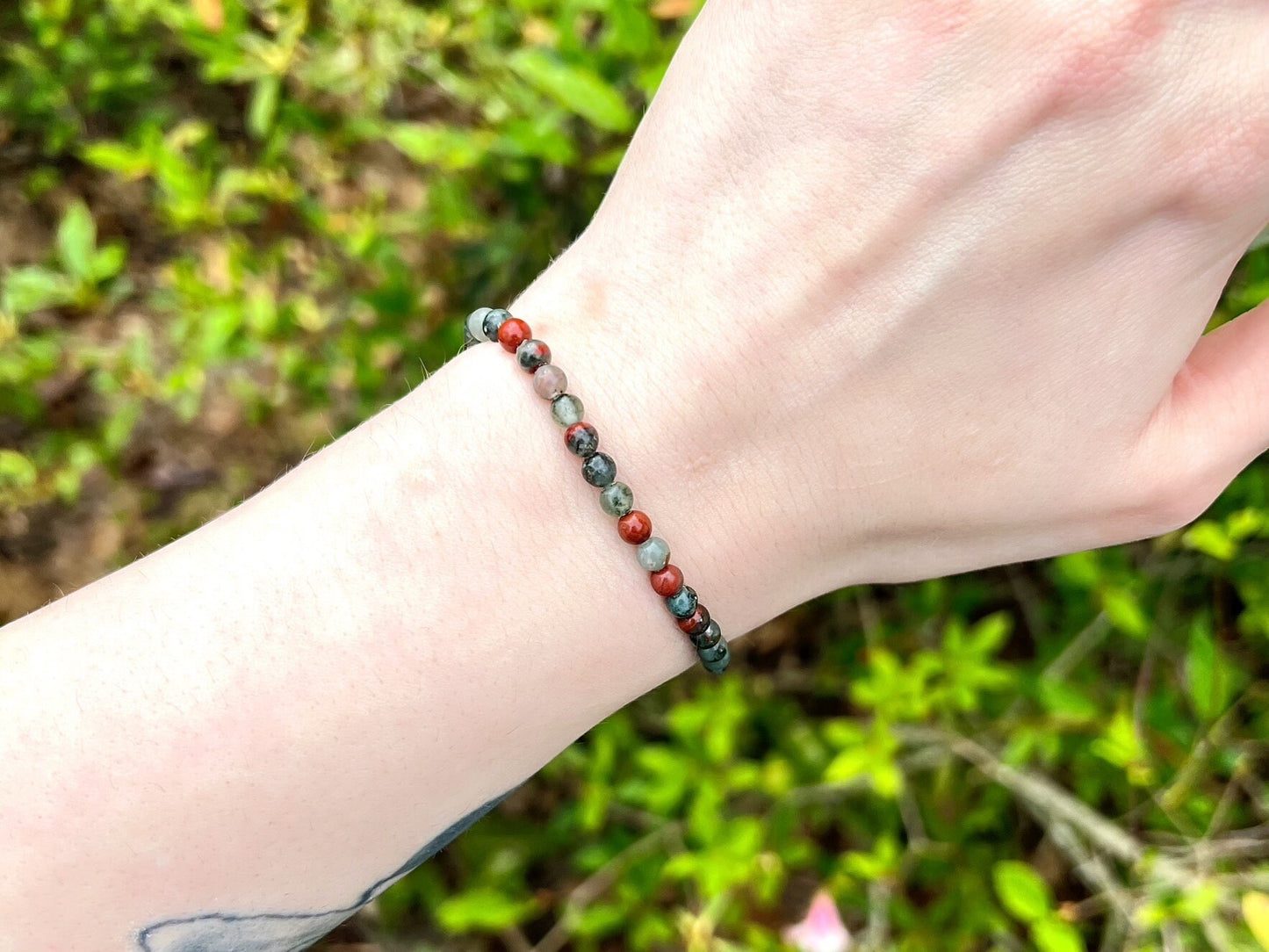 Bloodstone Bracelet - Adjustable Gemstone Protection 4mm
