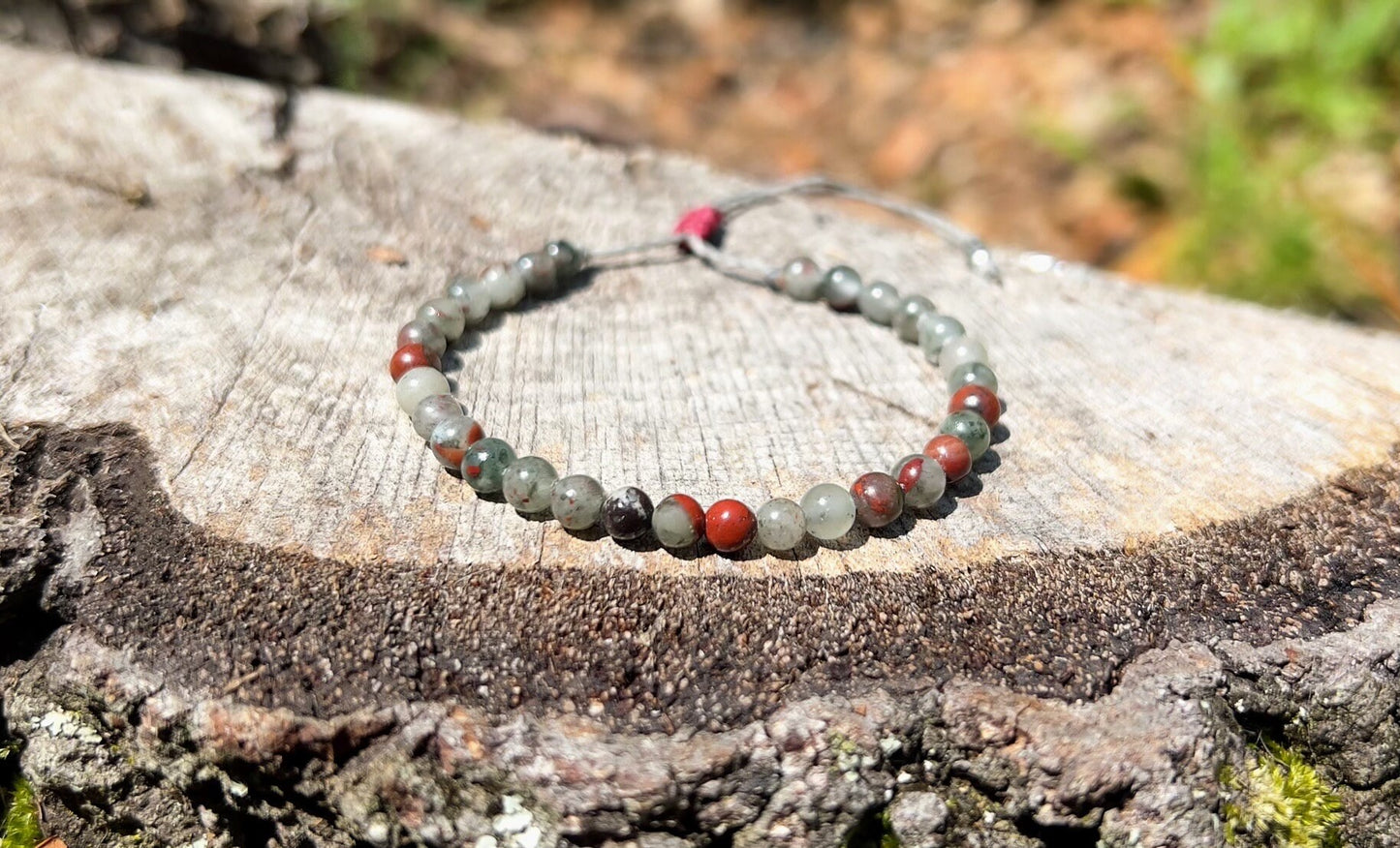 Bloodstone Bracelet - Adjustable Gemstone Protection 4mm