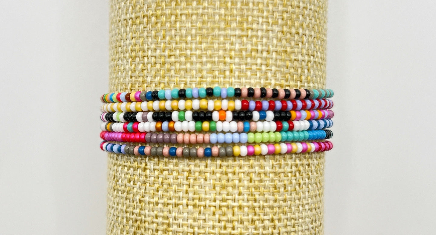 2 mm Seed Bead Bracelet Set – Delicate Layers for Everyday Comfort