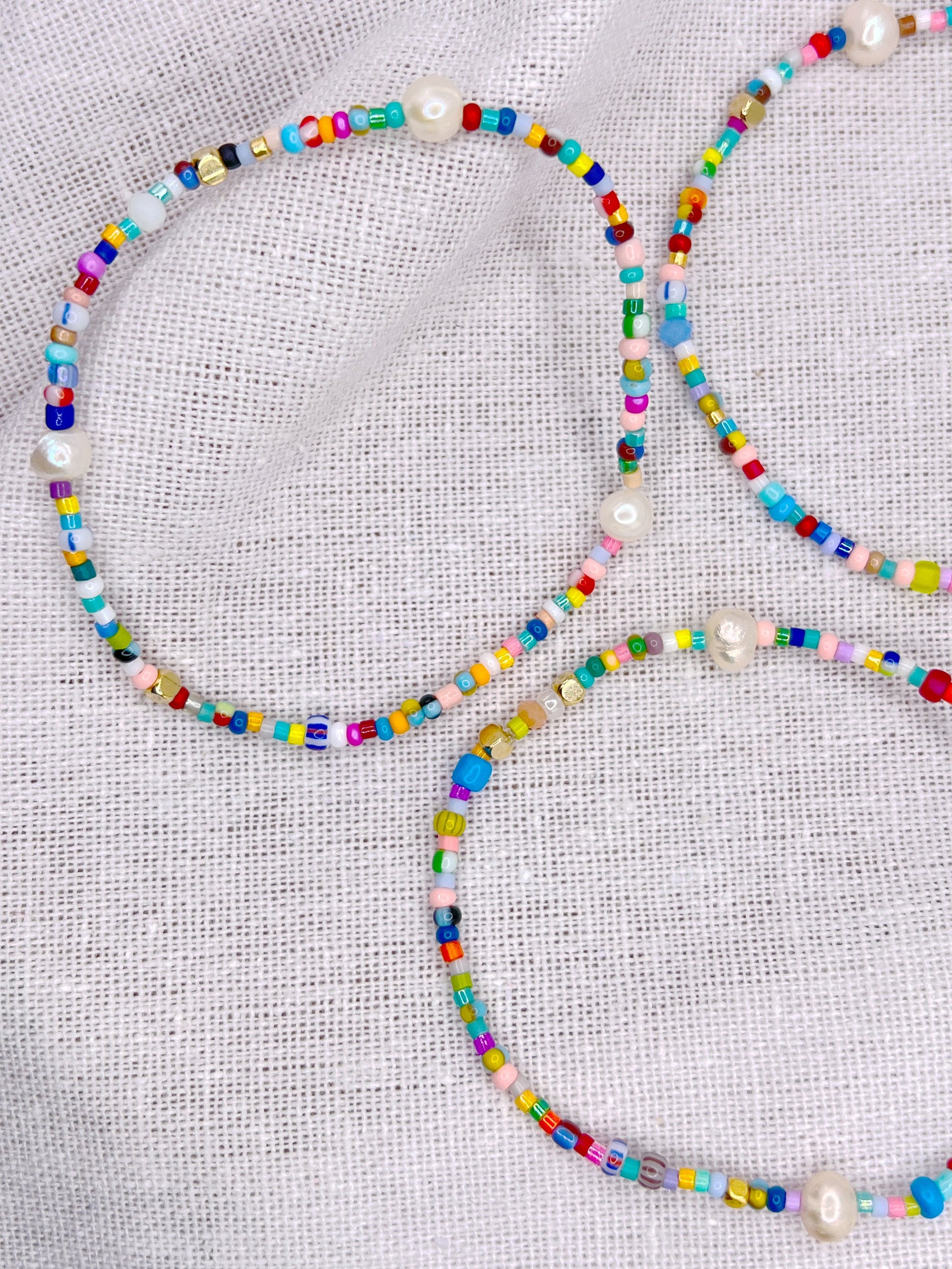 Colorful Beaded Bracelet with Freshwater Pearls, 2 mm Glass Beads, Handmade Boho Stack