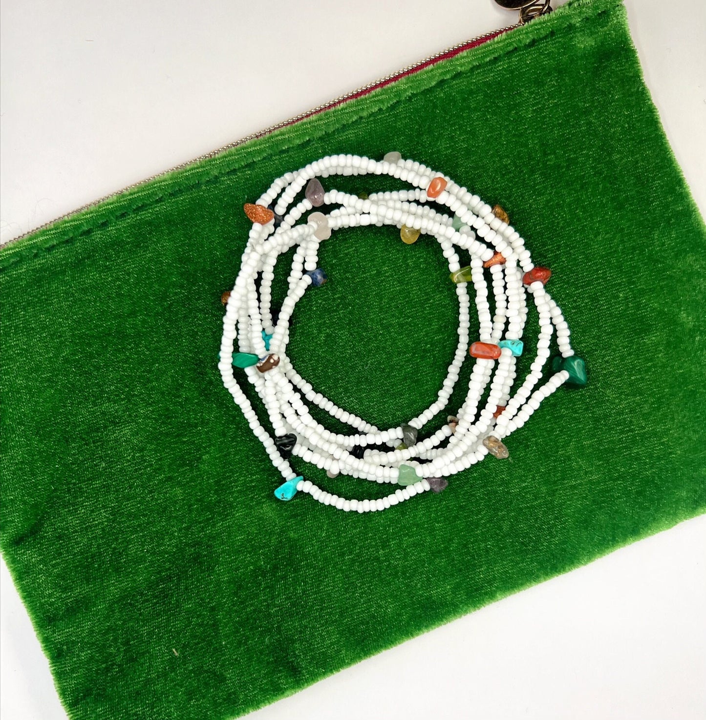 Boho Chic Elastic Wrap Bracelet with Seed Beads and Crystals