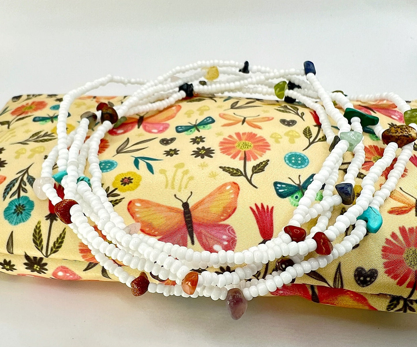 Boho Chic Elastic Wrap Bracelet with Seed Beads and Crystals