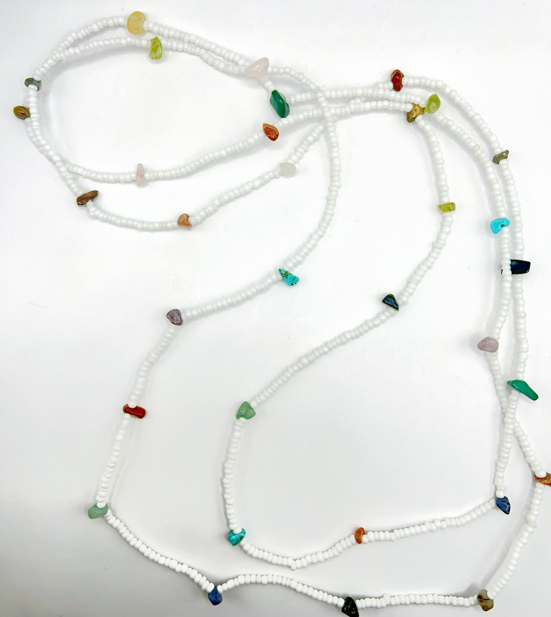 Boho Chic Elastic Wrap Bracelet with Seed Beads and Crystals