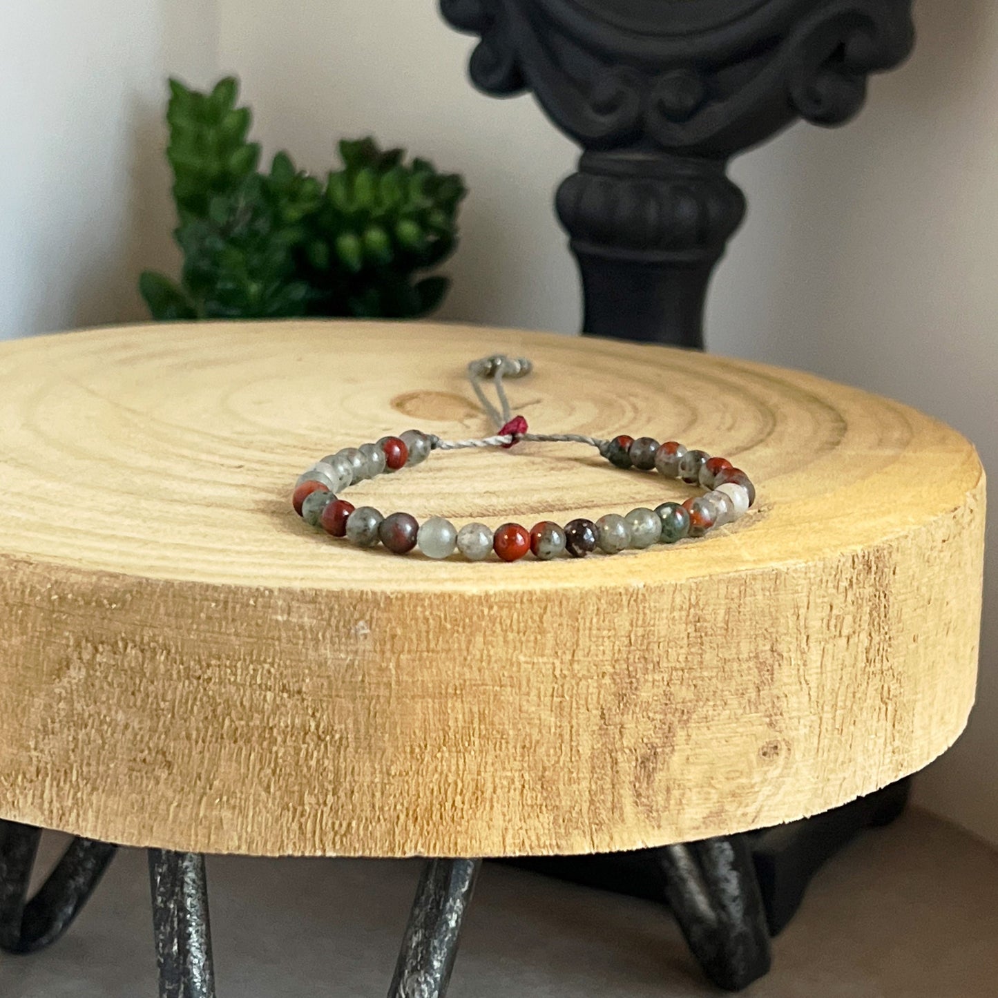 Bloodstone Bracelet - Adjustable Gemstone Protection 4mm