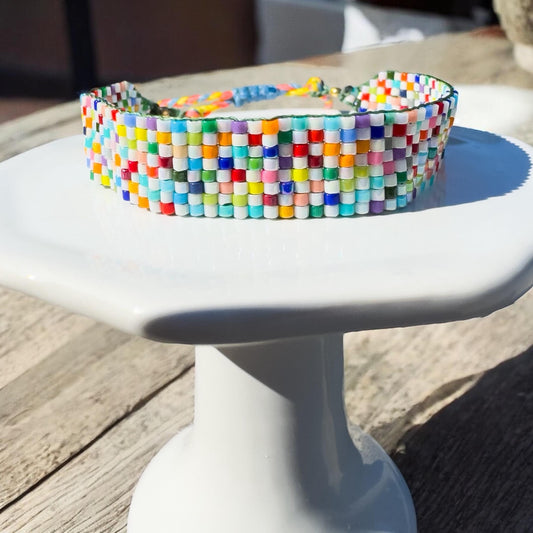 Confetti Dreams - Colorful Miyuki Beaded Loom Bracelet - Handmade - Adjustable