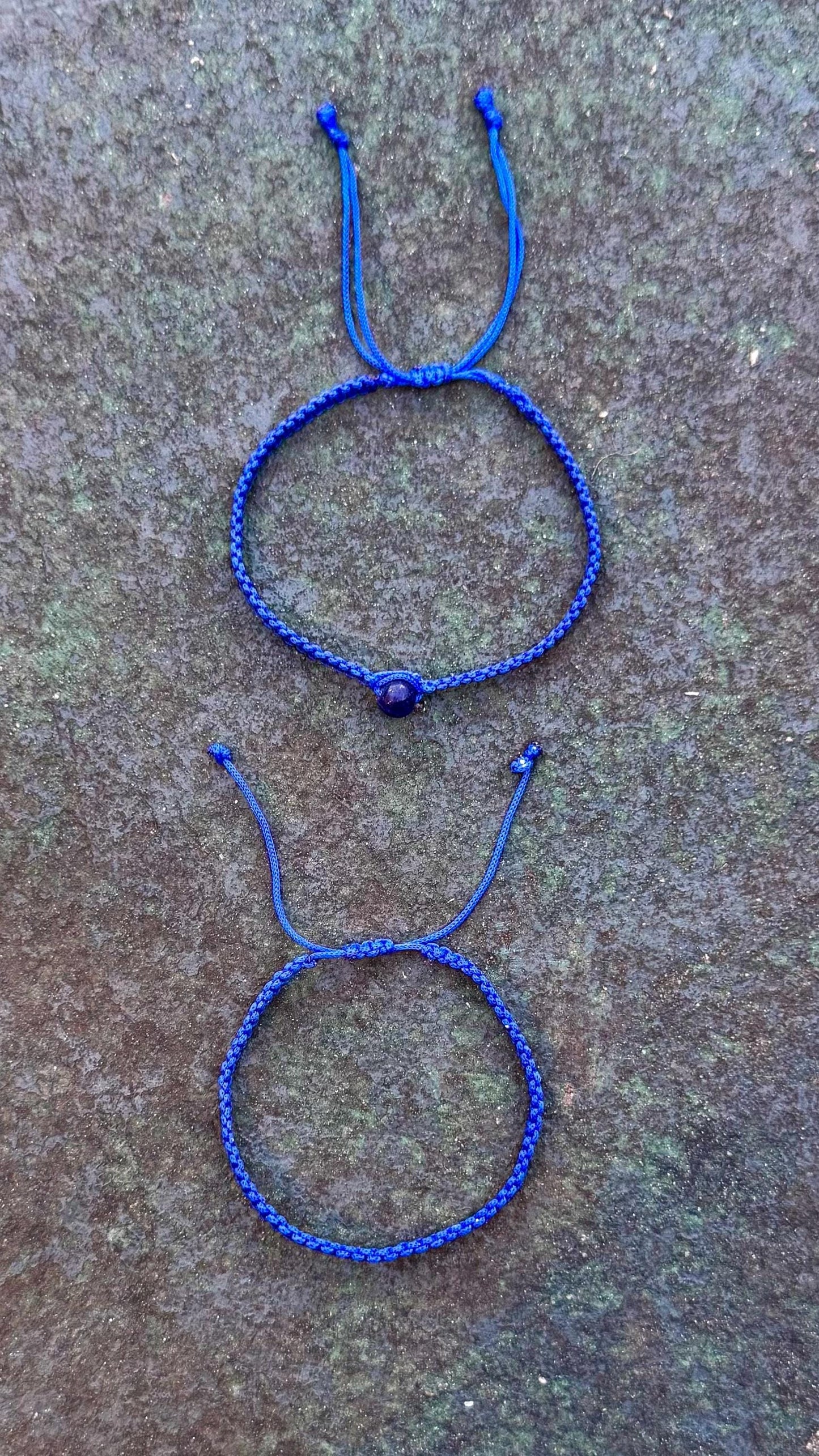 Blue Macrame Bracelet, Lapis Lazuli Bead, Adjustable