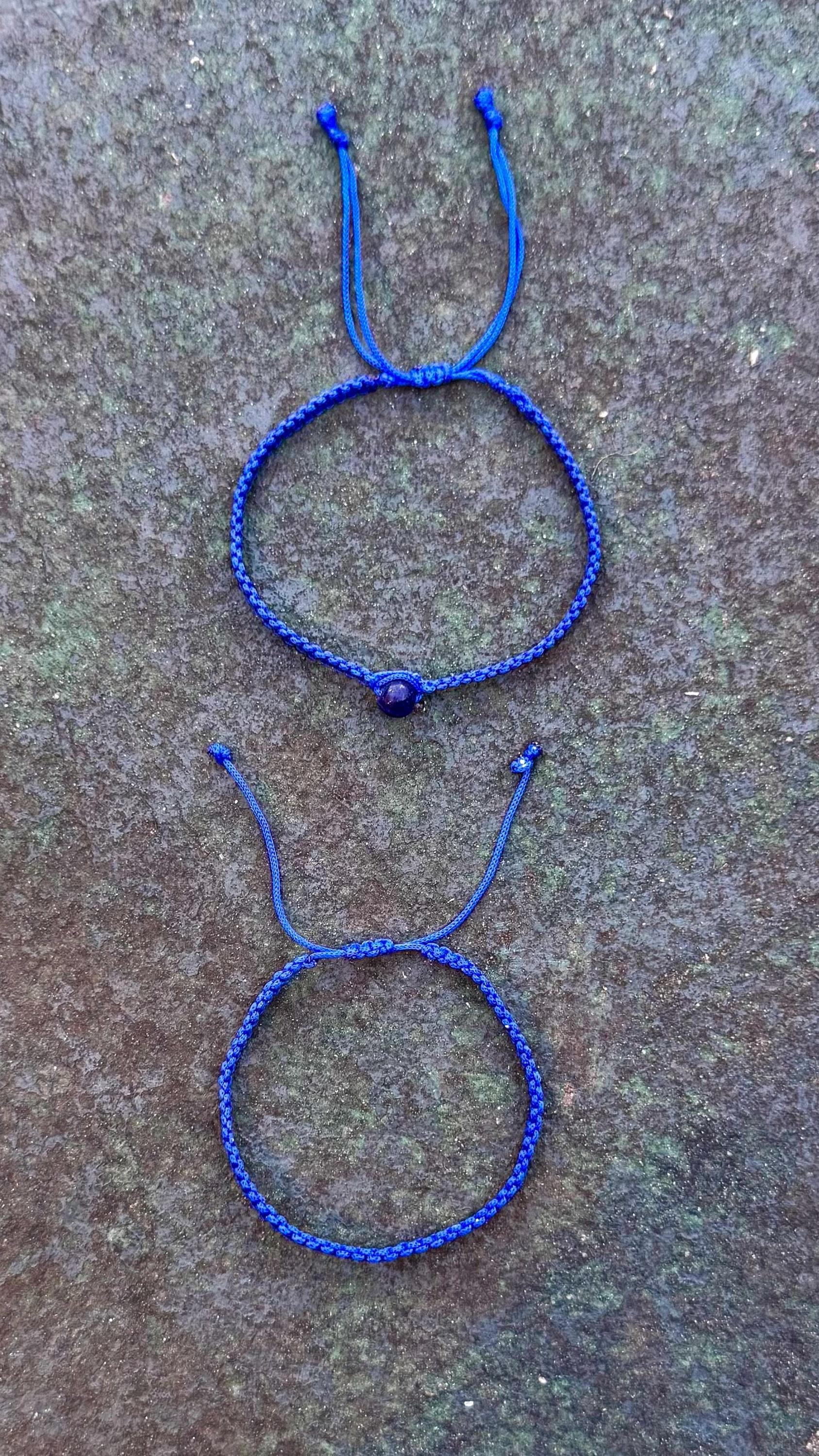 Blue Macrame Bracelet, Lapis Lazuli Bead, Adjustable
