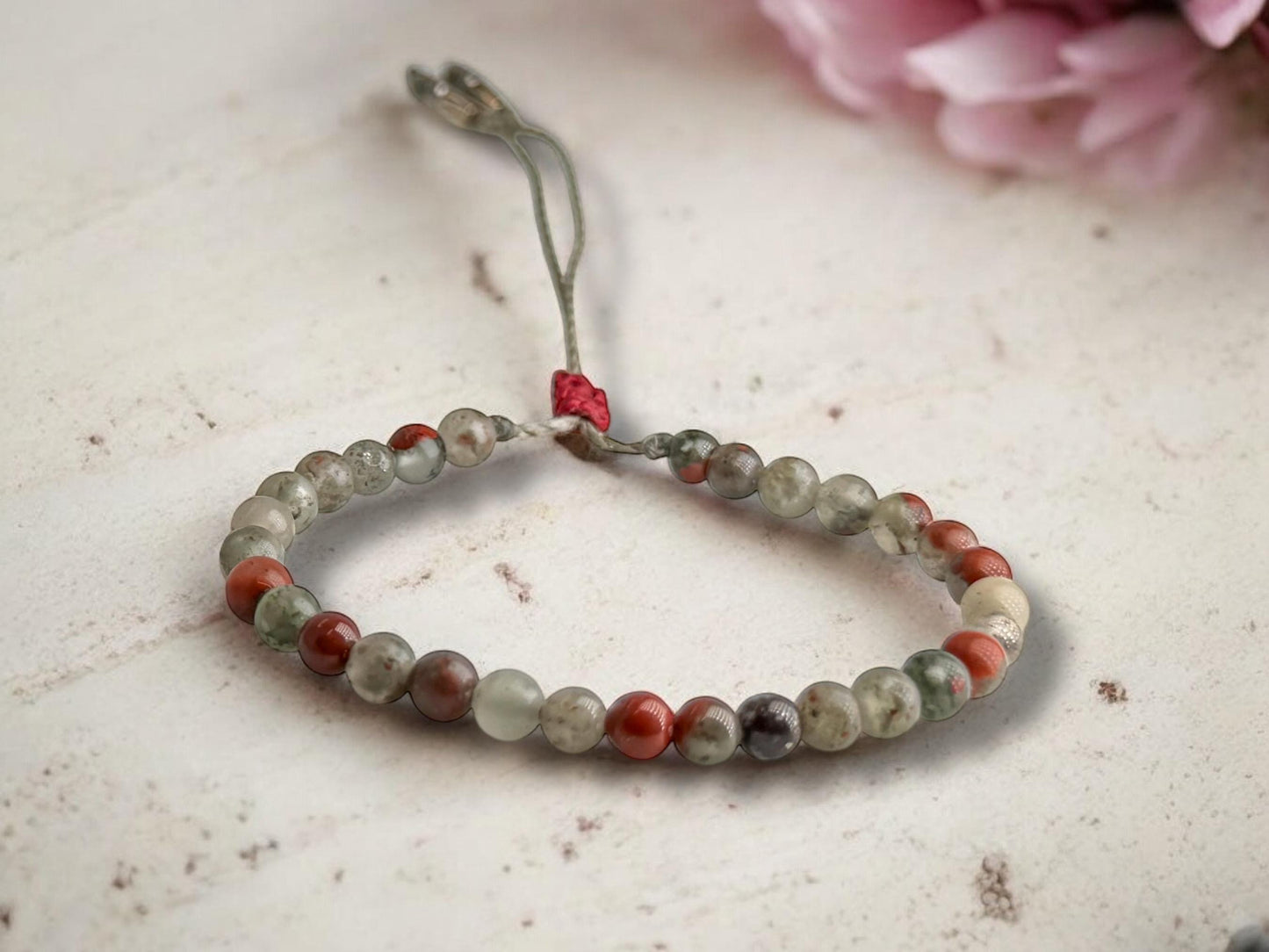 Bloodstone Bracelet - Adjustable Gemstone Protection 4mm