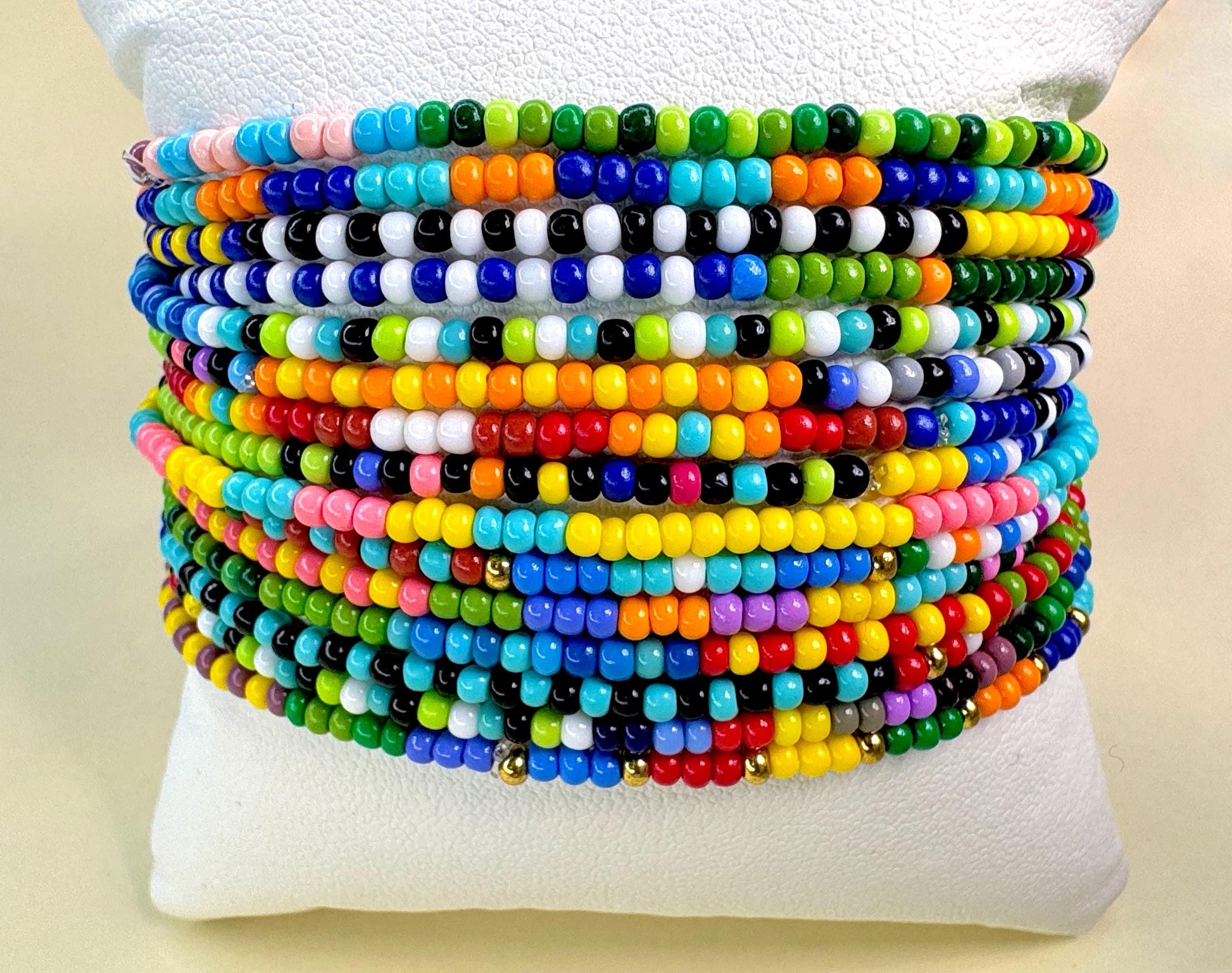 Colorful Seed Bead Bracelet Stack: Handmade Stretchy Boho Jewelry