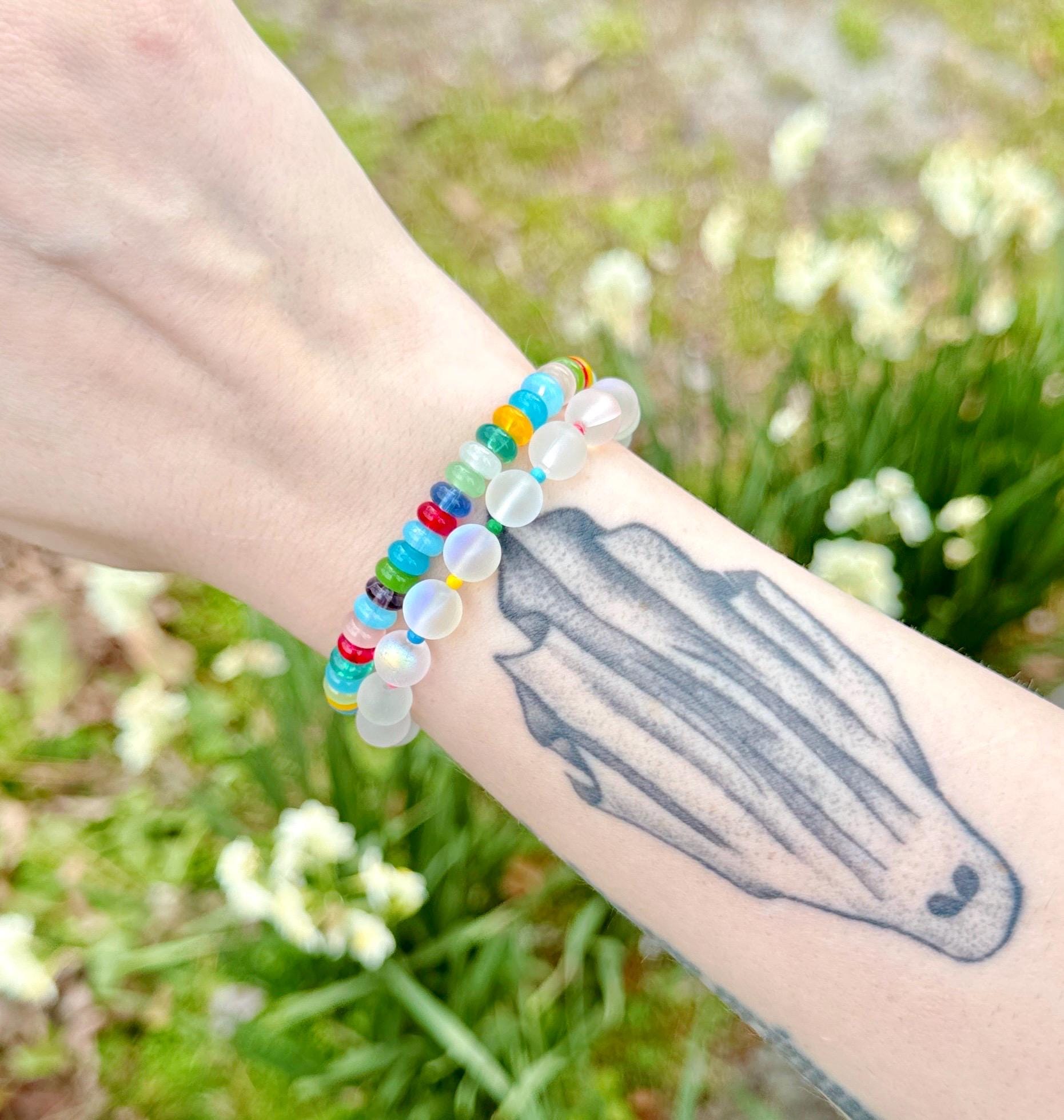 Colorful Glass Bead Bracelet Duo – Stretch Stackable Set of 2