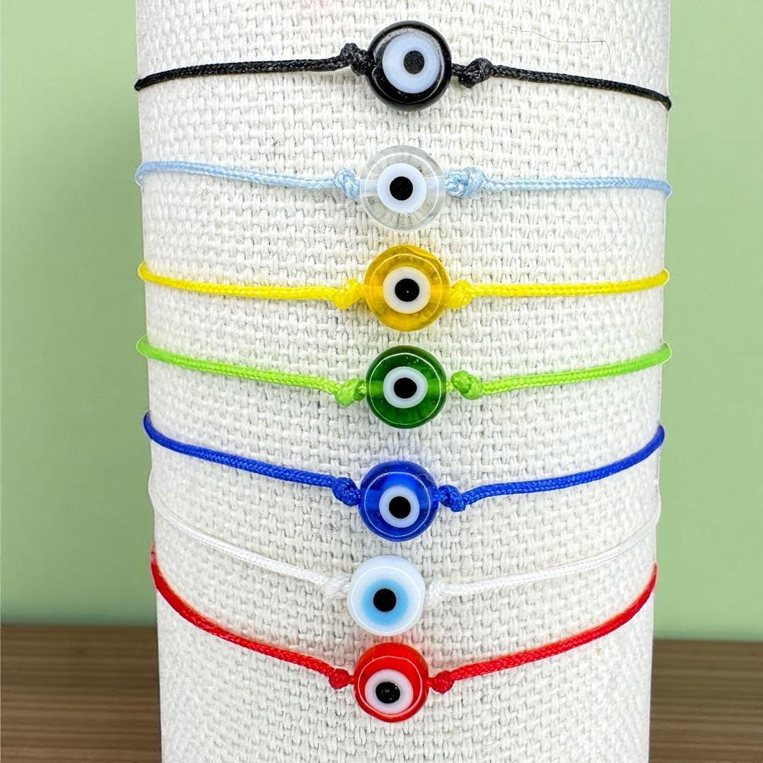 Evil Eye Protection Bracelet | Freshwater Pearl Dainty Stacking Jewelry | Good Luck Charm Gift
