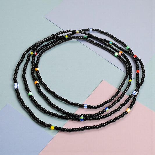 Seed Bead Wrap Bracelet, Black 33 in, Multi-Wrap